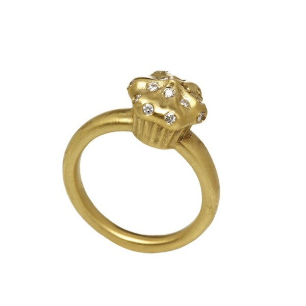Solid Gold Cupcake Ring with VVS Diamonds