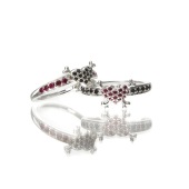 Sterling Silver Crossbone Ring with Rubies and Black Diamonds 1